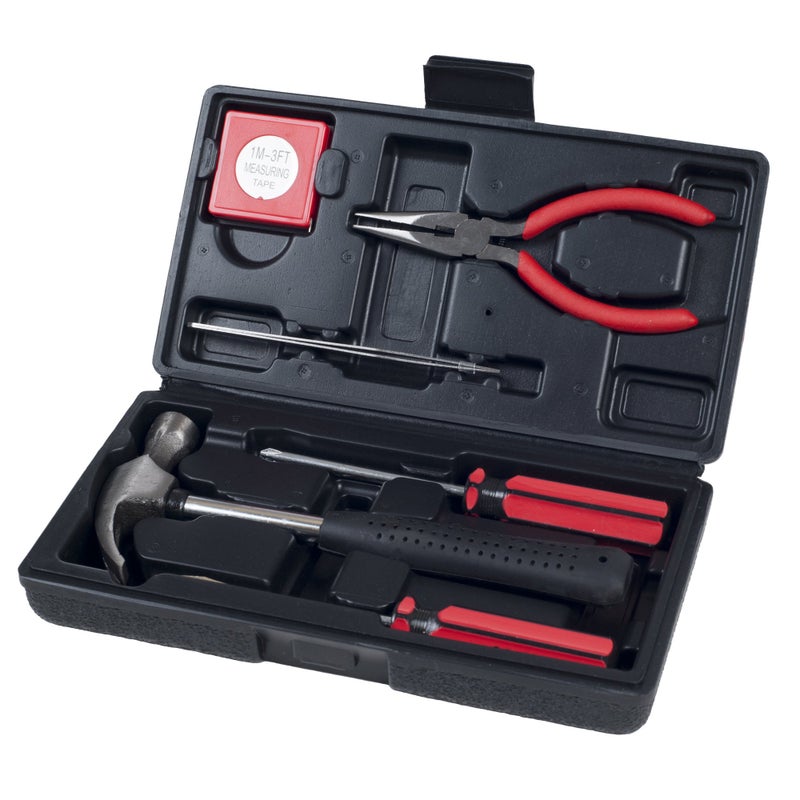 Stalwart - 75-HT1007 Household Hand Tools, Tool Set - 6 Piece by , Set Includes â€“ Hammer, Screwdriver Set, Pliers (Tool Kit for the Home, Office, or Car) Black - Image 1